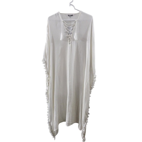NWT Womens Walter Baker Acapulco Kaftan Ivory Knit  Dress Poncho Boho O/S - Picture 1 of 10